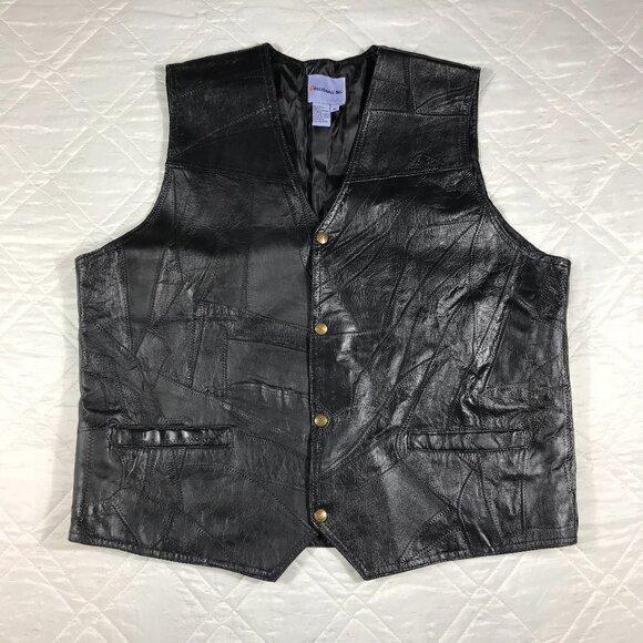 Direct‎ Source Inc. Black Leather Vest XL - Picture 1 of 6